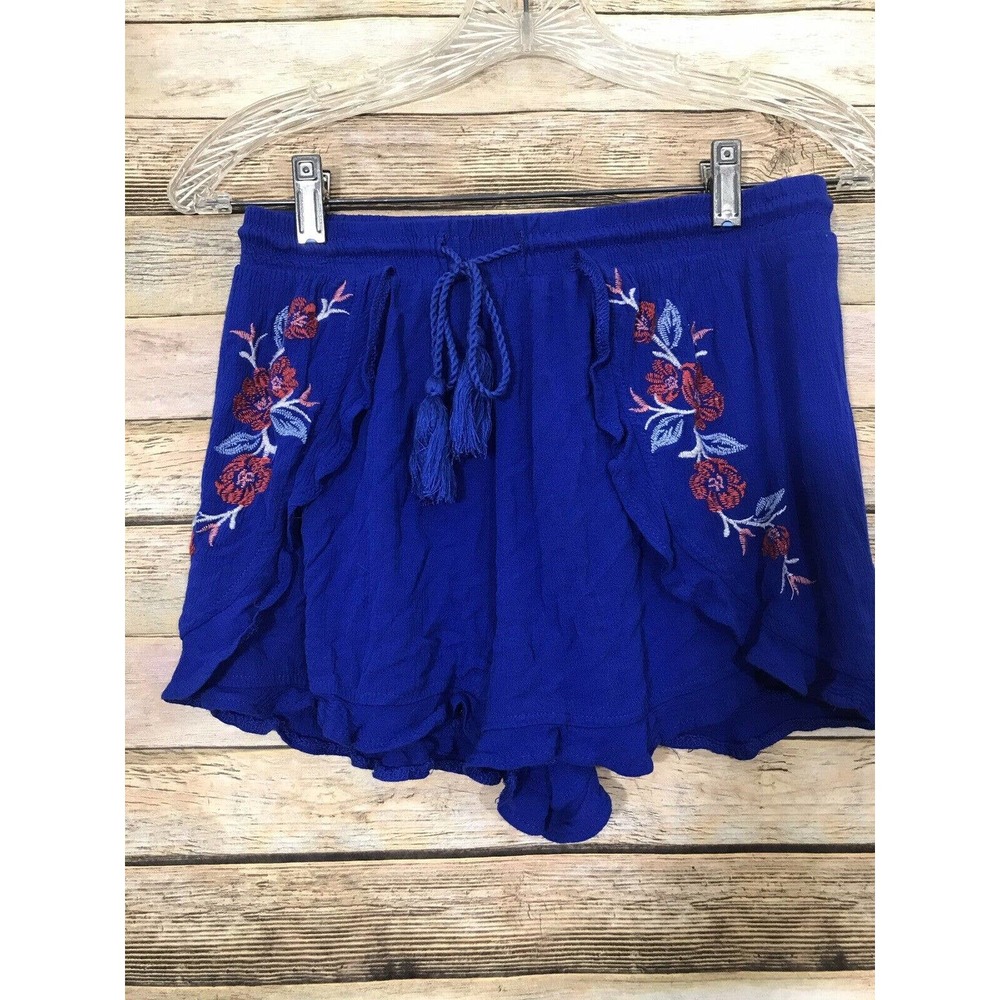 Xhilaration Embroidered Rose Blue Short Shorts